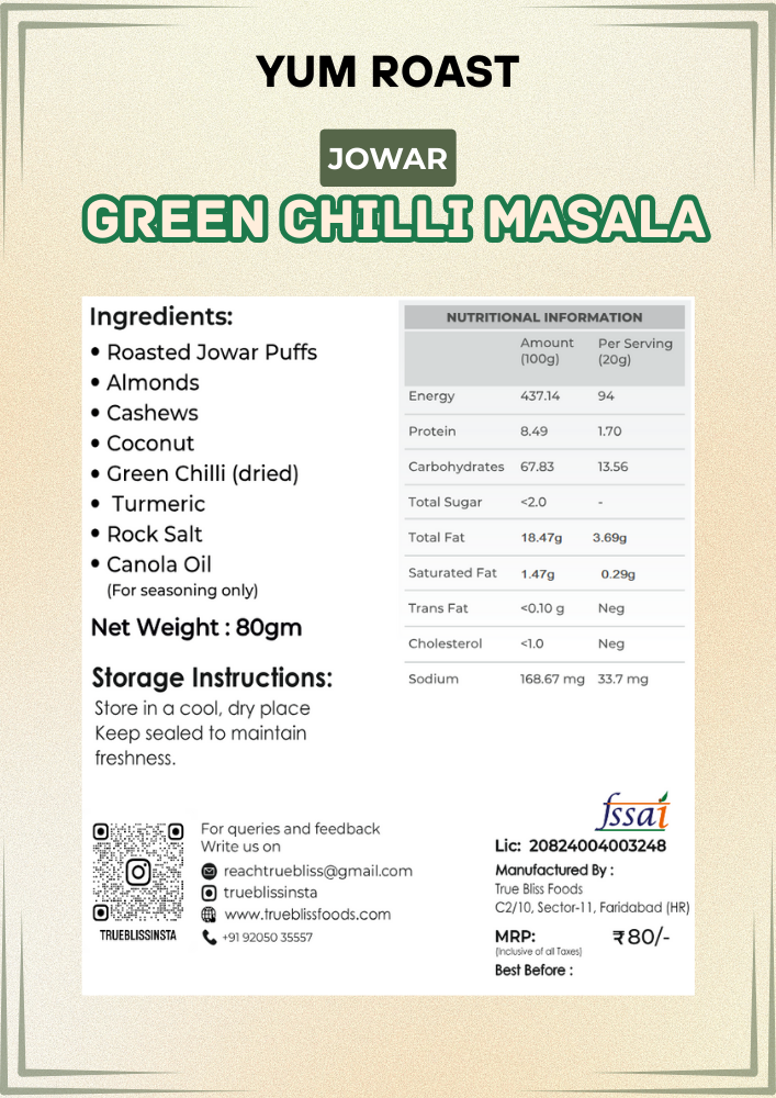 Jowar Green Chilli Masala – 100g